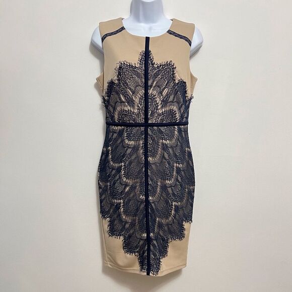 SALE!! London Dress Company Navy Lace Cocktail Dress Size 8 - Picture 1 of 7